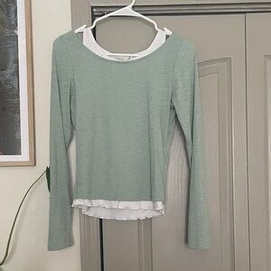Altar’d State Light Green Layered Long-Sleeve Women's Top